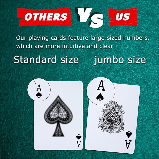 FURWEY Playing Cards 12 Pack,Standard Index,Red and Blue Backs,Large Digital Printing is Easy to Read,Blackjack，Euchre, Canasta Card Game, Poker Cards（Red/Blue）