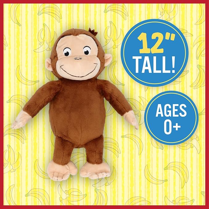 Kids Preferred Curious George Monkey Stuffed Animal Plush Toys Soft Cutest Cuddle Plushie Gifts for Baby and Toddler Boys and Girls - 12 Inches