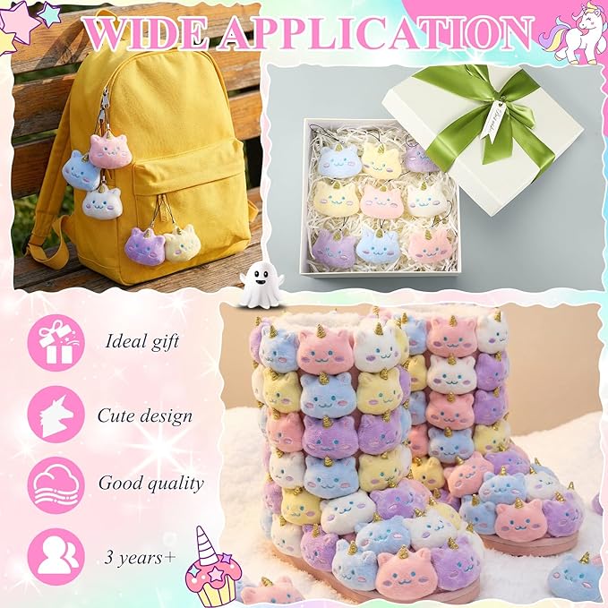 Libima 40 Pcs Mini Unicorn Keychain Small Unicorn Party Prizes Mini Animals Keychains Charm Set for Christmas Carnival Birthday Prizes Decoration for Clothes