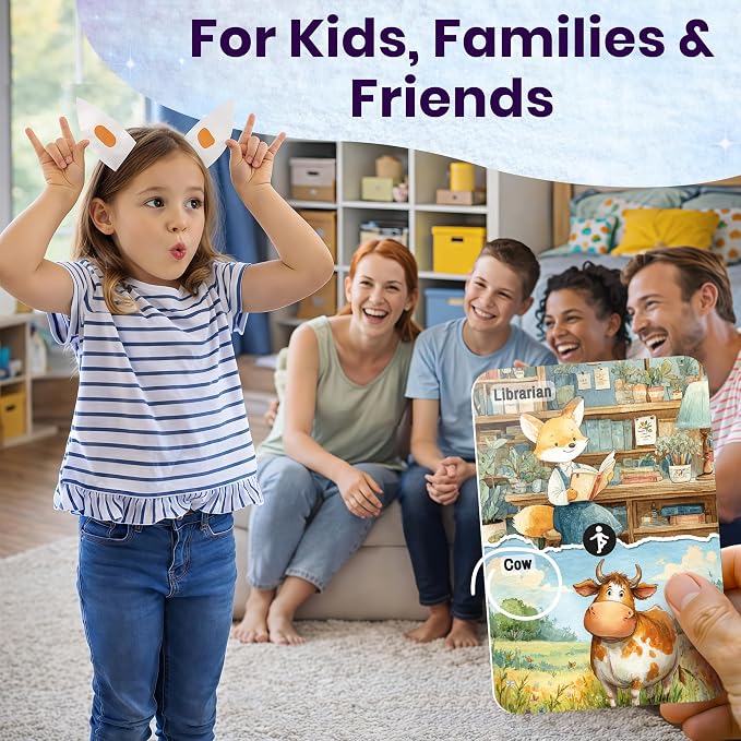 QUOKKA Charades Games for Kids Ages 4–8 – Charades for Kids 8-12 and Family — 200 Act and Guess Active Tasks with Extra Twists — Fun Party Card Game for Children at Home, Classroom or Camping