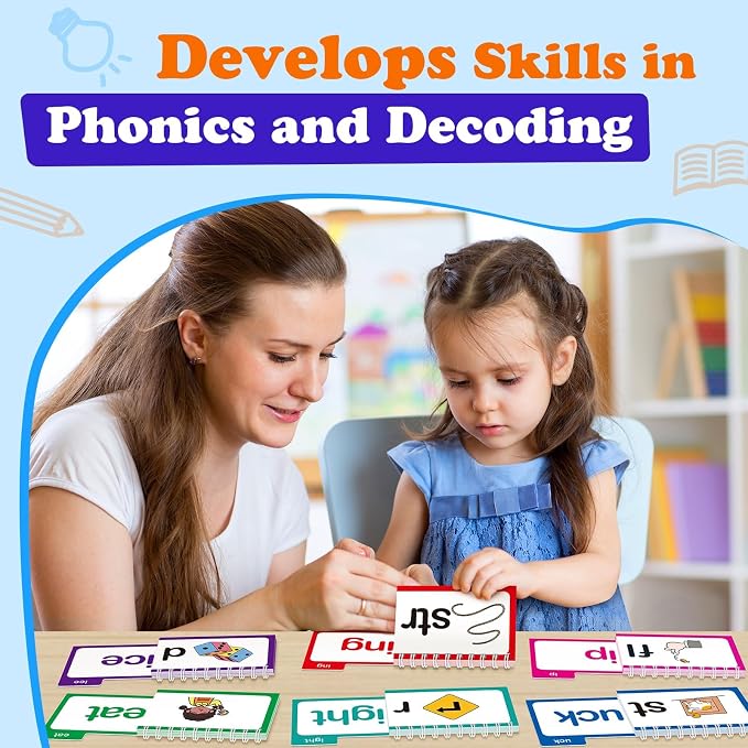 Word Family Build Book Phonics Flash Cards, 30 Read and Rhyme Flip Books, Sight Words Flash Cards Kindergarten, Learn to Read Flip Books for Kids Homeschool Preschool Classroom Must Haves
