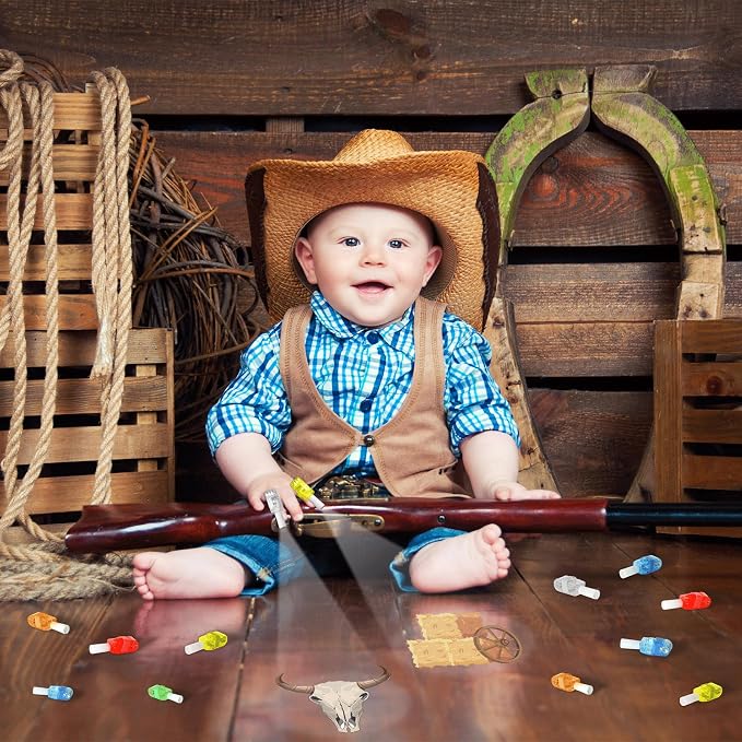 36 PCS Western Party Favors Cowboy LED Light Up Finger Lights, Glow in the Dark Wild West Party Finger Flashlight Bulk for Last Rodeo Goodie Treat Bags Stuffers Vintage Cowgirl Birthday Party Supplies