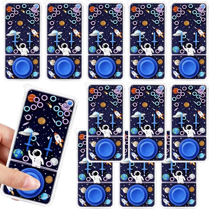 12 Pcs Outer Space Party Favors for Kids Handheld Water Games Water Ring Toss Toys, Astronaut Birthday Goodie Bags Stuffers Return Gifts Classroom Prize Rewards Bulk