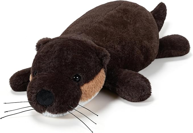 Weighted Otter Stuffed Throw Pillow Soft with Removable Heating Pad, Unscented Heatable & Coolable Otter for Adults (Brown, Large)