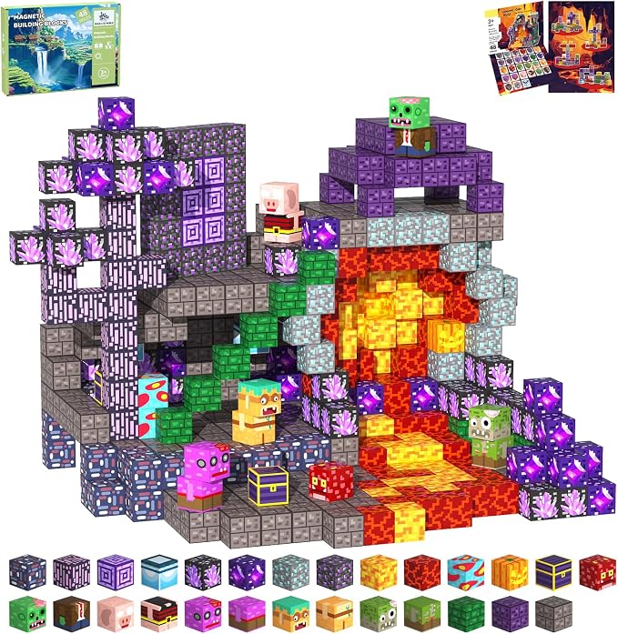 Magnetic Blocks Building Toys for Kids, 48 PCS Magnetic Blocks for Kids Ages 4-8, Magnetic Cubes, STEM Sensory Toys for Boys & Girls, Christmas Birthday Gifts for Kid Ages 3+