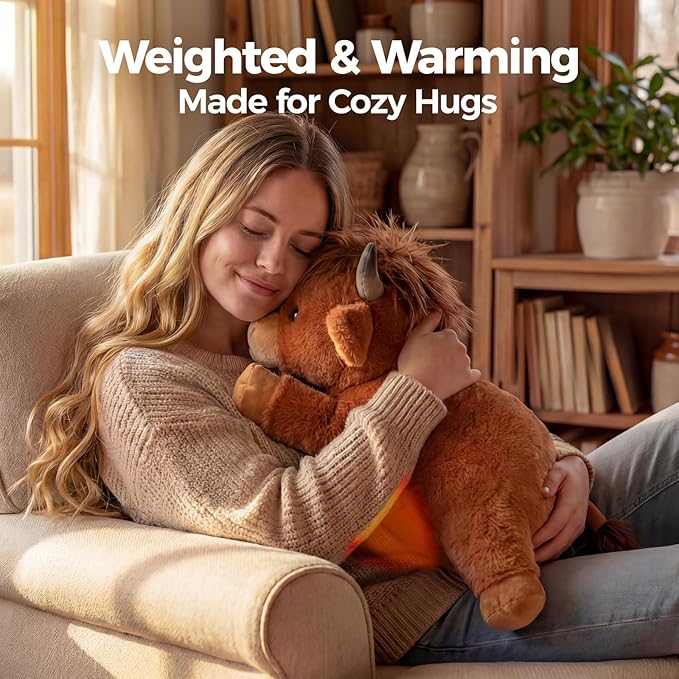 Mewaii Huggwaii Weighted Stuffed Animals with Microwavable Heating Pad - 5 lbs Adjustable, Heatable & Coolable Stuffed Animal for Realistic Hug, Removable Inner Pad, Plush Gifts for Kids (23 Inch)