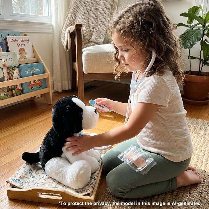 WEIGEDU Black White Beagle Sheepdog Border Collie Stuffed Dog Plush | For Kids Boys Girls Baby, Birthday Gift, Easter, Christmas Gift