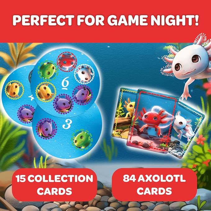 Messy Table Games A Lotta Axolotls Family Card Game | Party entertainment for kids and adults, easy-to-learn strategic play, tabletop fun set collection game