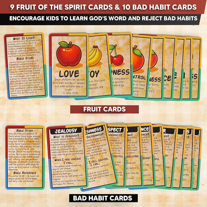 Garybank Bible River and Ladders Board Game for Kids, Fruit of the Spirit Games with Christian Virtue Story Cards, Bible Study Supplies for Sunday School, Youth Group & Family, Christmas & Easter Gift