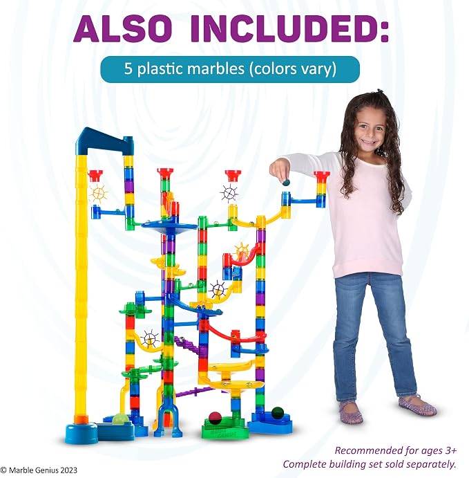 Marble Genius Run Launcher - Unleash Your Creativity with This Set, Includes Marble Launcher Base, Tubes, Top, and 5 Plastic Marbles, Educational STEM Toy, Build, Launch, and Watch Your Marbles Soar