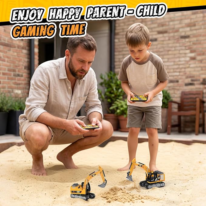 Selieve 1/64 Remote Control Excavator for Boys Age 3+ | Mini Excavator Toy, Learning Programming, Metal Shovel & Light, RC Construction Vehicle