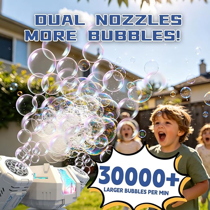 Remote Control Rotating Bubble Machine, Rechargeable Auto Bubble Blower for Kids Party Outdoor Gift