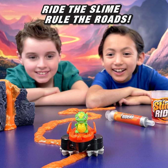 Slime Riders Motorized Rechargeable Toy Car with Slime Road Race Track Builder - (Draco the Dragon)