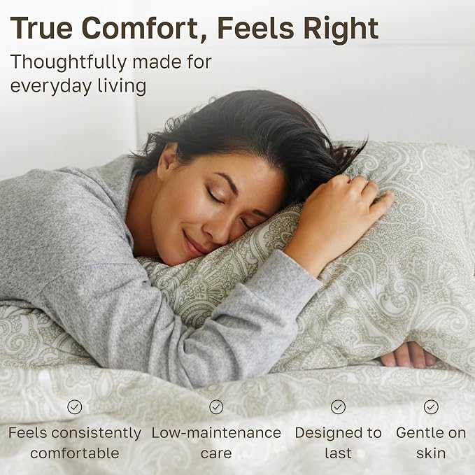 California Design Den Soft 100% Cotton Sheets Queen Size, 400 TC Good Housekeeping Award Winner, Smooth Sateen Finish with Deep Pockets, Cozy and Durable Cotton Bedding Set - Paisley Beige