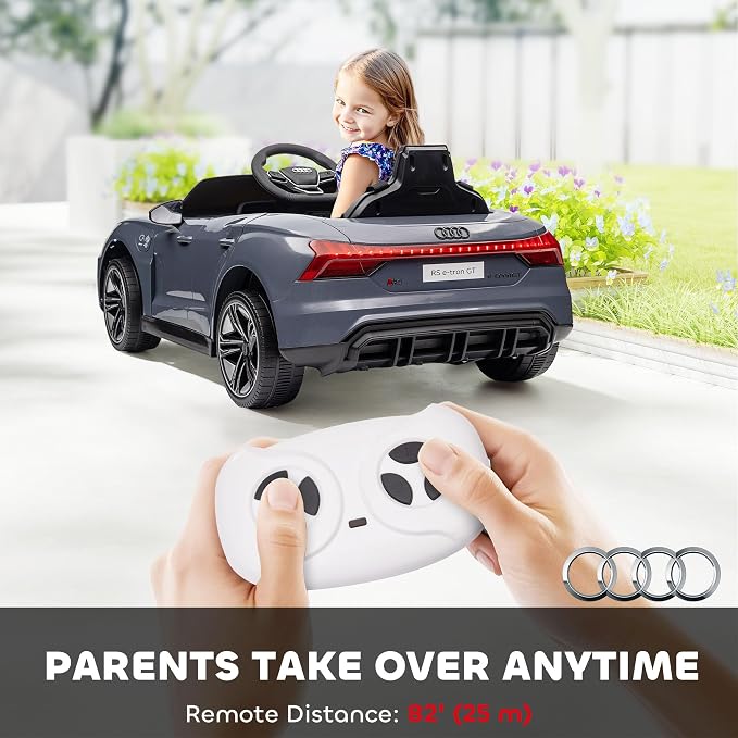 Aosom Licensed Audi RS e-tron GT 12V Ride On Car Truck for Kids, Electric Car Ride On Vehicle w/Parent Remote Control, Music, Lights, for Toddlers, Gray