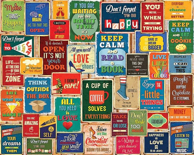 White Mountain 1000 Piece Jigsaw Puzzle Inspirational Quote Collage Puzzles with Large Pieces for Adults and Family 24"x30" – Words of Wisdom