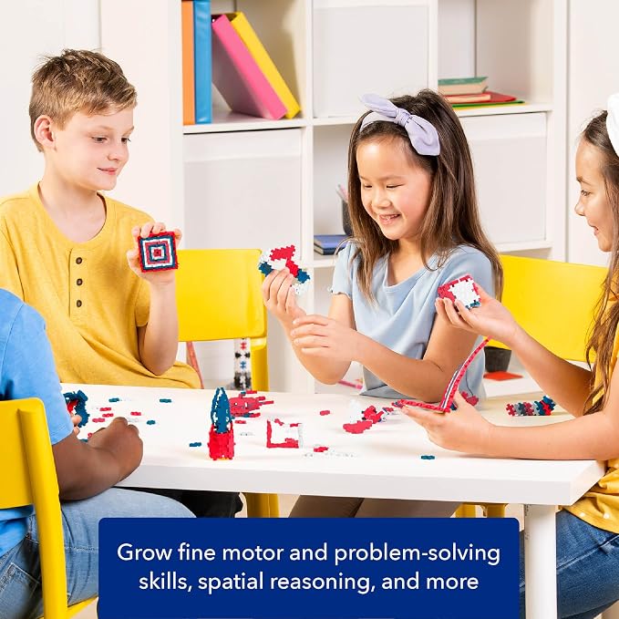 PLUS PLUS Patriotic Tube - 3D Puzzle Building Block Set, 70 Mini Interlocking Pieces, Fun Holiday Activities for Kids