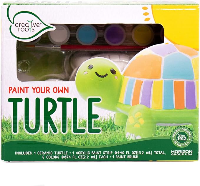 Creative Roots Paint Your Own Turtle - DIY Ceramic Painting Kit for Kids Ages 5+, Creativity Set