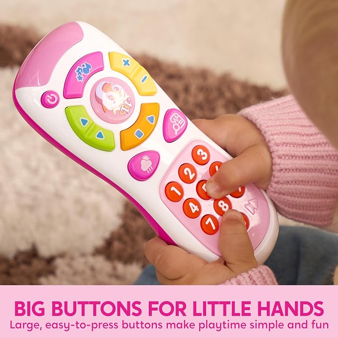 JOYIN Baby Learning Phone and Remote Toy for Toddler, Pink Smartphone Toys with Music for Infants, Kids, Holiday Stocking Stuffers, Birthday Gift for Girls