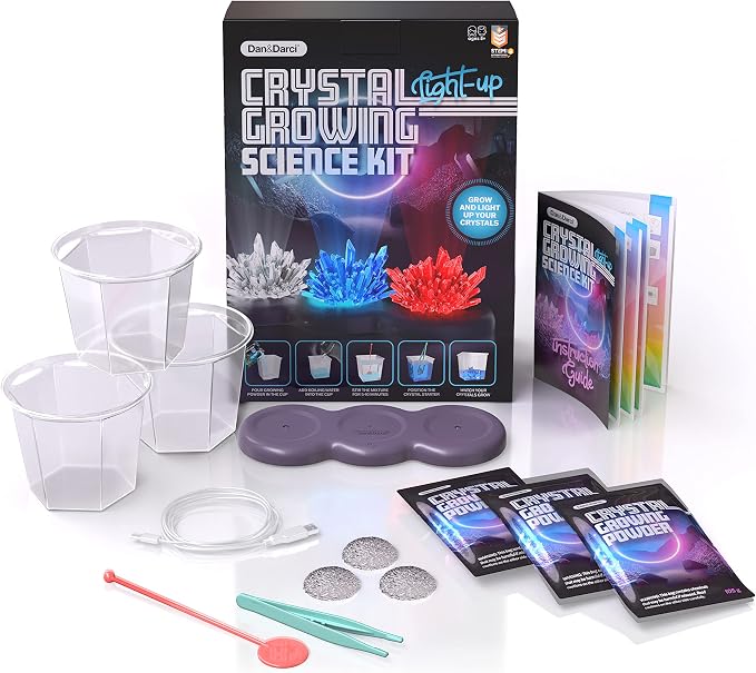 Light-up Crystal Growing Kit for Kids - Science Kits for Kids Age 8-12 - 6 7 8 9 10 Year Old Boy Birthday Gifts - Gifts for Girls - STEM Toys for 7 Year Old Boys, Experiment Crafts for Age 10-12 Years