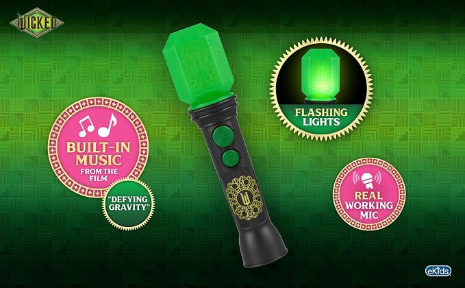 Wicked Toy Microphone for Kids, Includes Built-in Music and Lights, Ideal Toddler Toys (Wicked)