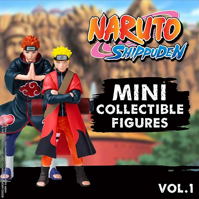 P.M.I. Naruto Shippuden Collectible Mini Figures 6 Pack Deluxe Box | Anime Action Toy Set Featuring Team 7 Ninjas, Akatsuki, Legendary Sannin & Rare Shinobi (Assortment D)