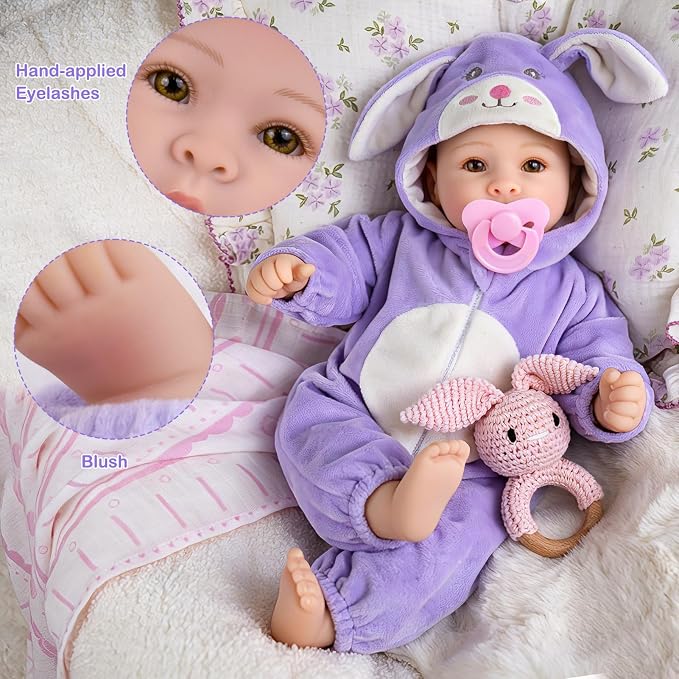 UOFTKIZ Real Life Baby Dolls - 17" Lifelike Baby Dolls, Soft Baby Doll with Open Eyes, Gifts for 3+ Years