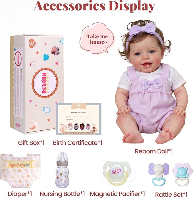 BABESIDE Lifelike Reborn Baby Dolls Vead - 20 Inch Realistic Baby Doll Real Life Baby Dolls with Complete Accessories Perfect for Cuddling, Playtime, and Handmade Gift Giving
