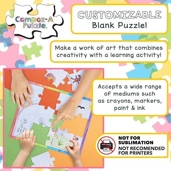 Hygloss 24 Blank Jigsaw Puzzles – 5.5 x 8 Inch, 12 Pieces Each – DYI Party invites, Perfect for Decorating, Kids' Activities, Arts & Crafts or Party Favors - Puzzle Pieces to Draw On for Crafts