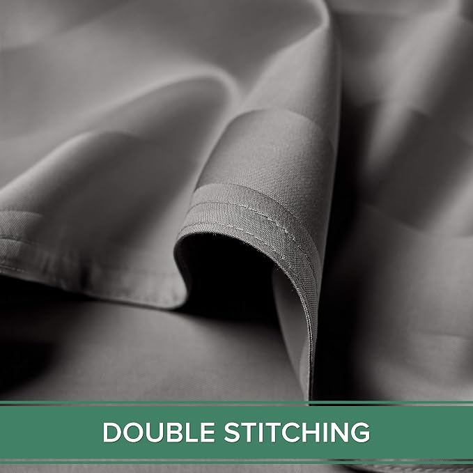 Pure Bamboo Queen Sheets, Genuine 100% Organic Viscose Derived from Bamboo Bed Sheet Set, Luxuriously Soft & Cooling, Double Stitching, 2 Year Quality Promise (Queen, Jacquard Stone)