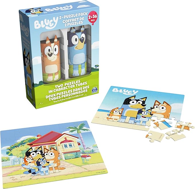 Spin Master Games, Bluey Puzzles 2-Pack, 36 Pieces, Preschool Puzzles, for Ages 3 & Up