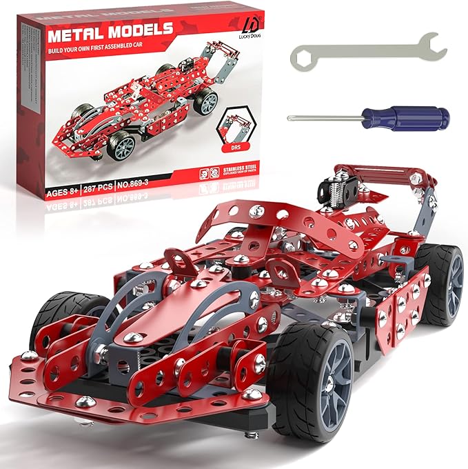 Lucky Doug Building Kit Model Car Set - STEM Project Building Toys for Kids Ages 8-12, Assembly Building Vehicle for Boys 8 9 10 11 Years Old