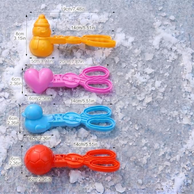 4 Pcs Sand Molds Maker, Beach Toy for Kids, Ball/Duck/Heart/Snowman Shapes, Sandbox Outdoor PlaySand Toys, Gifts(Red/Blue/Pink/Yellow)