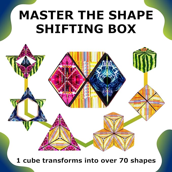 Shashibo Sensory Fidget Toy for Adults & Kids, Stress Relief Fidget Toy for Adults, Teens & Kids, Cool Fidget Toys for Desk, Classroom Must Have, Sensory Shape Shifting Cube, 100+ Possible Shapes