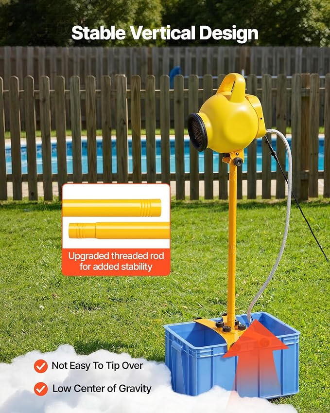 VEVOR Foam Machine, Adjustable Angle Control Foam Cannon Party Machine, Bubble Cannon with 37QT Water Tank, Stable Vertical Design, Dense Foams Maker for Gatherings, Celebrations & Party