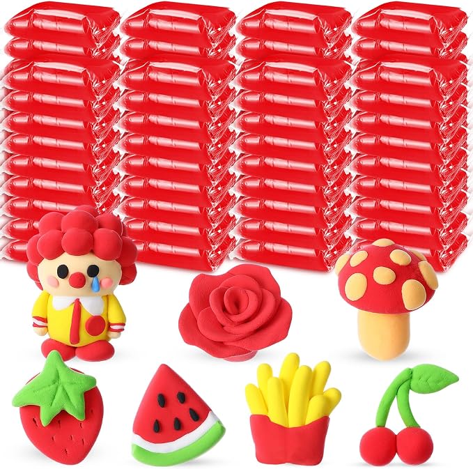 VioraWhite 72 Pcs 38oz Air Dry Clay Bulk Modeling Ultra Lightweight Foam Modeling Clay for Kids Adults DIY Gifts Party Arts Crafts and School Project Supplies(Red)