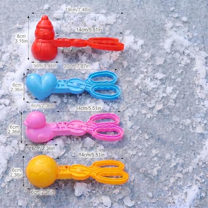 4 Pcs Sand Molds Maker, Beach Toy for Kids, Duck/Ball/Heart/Snowman Shapes, Sandbox Outdoor Play Sand Toys, Gifts(Pink/Yellow/Blue/Red)