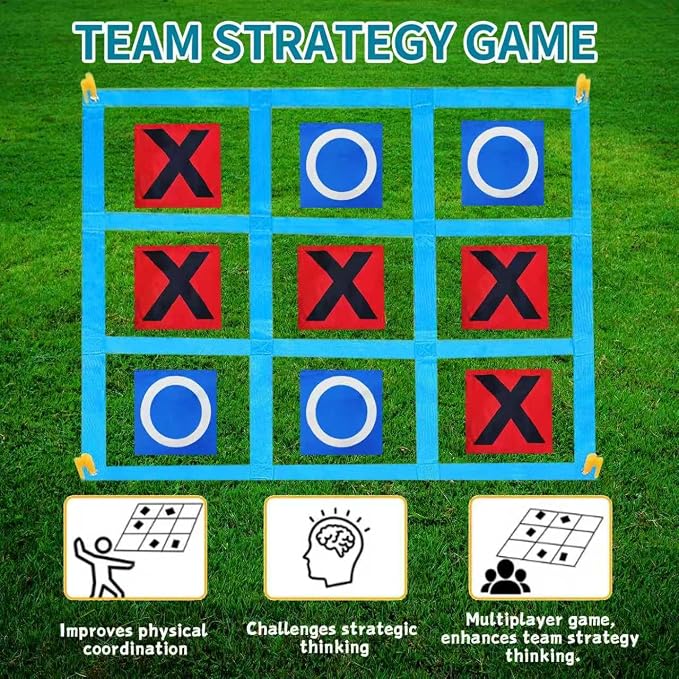 Nattork Outdoor Giant Tic Tac Toe Game for Kids Adult Family, Large Outside Lawn Yard Backyard Carnival Field Day Game, Birthday Party Family Reunion Games Playground
