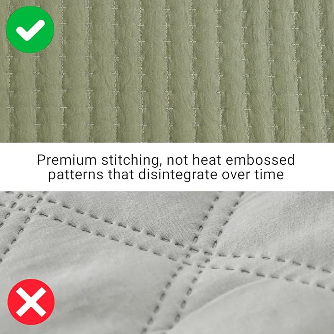 WRENSONGE Olive Green California/Oversized King Size Quilt Bedding Set with 2 Pillow Shams -3 Pieces Lightweight Soft Summer Bedspreads Coverlet for All Season