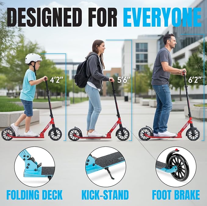 Kick Scooter for Kids, Teens & Adults - Lightweight Durable Frame, Smooth Ride, Sturdy Deck - Fun Rides for All Ages - Madd Gear