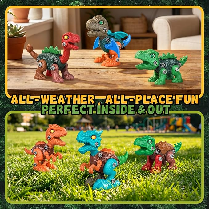 Drefirsa Dinosaur Toys for Kids Age 3-5 5-7, 8Pcs Take Apart Dinosaur Set | Trex Storage Case, Electric Drill Toy, STEM Building Toy, Christmas Birthday Gift for 3 4 5 6 Year Old Boy, Party Favor