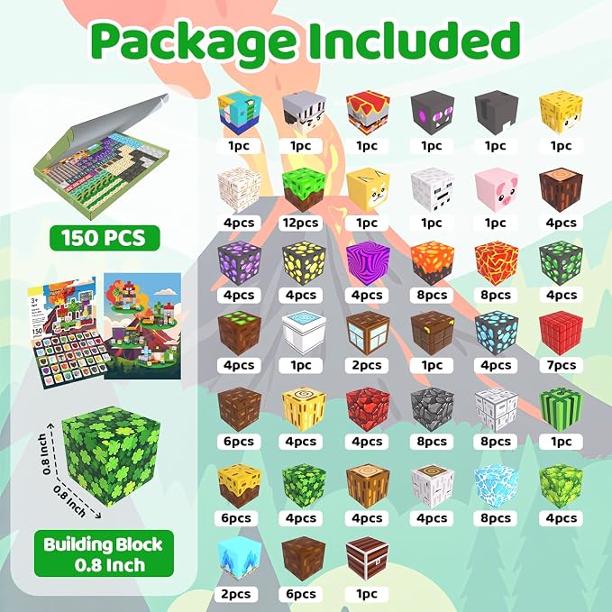 Magnetic Blocks, 150PCS Magnetic Building Blocks, Stacking Magnets for Kids, Sensory Toy for STEM Constructions Magnet Blocks for Boys Girls Age 3+, Christmas Birthday Gifts