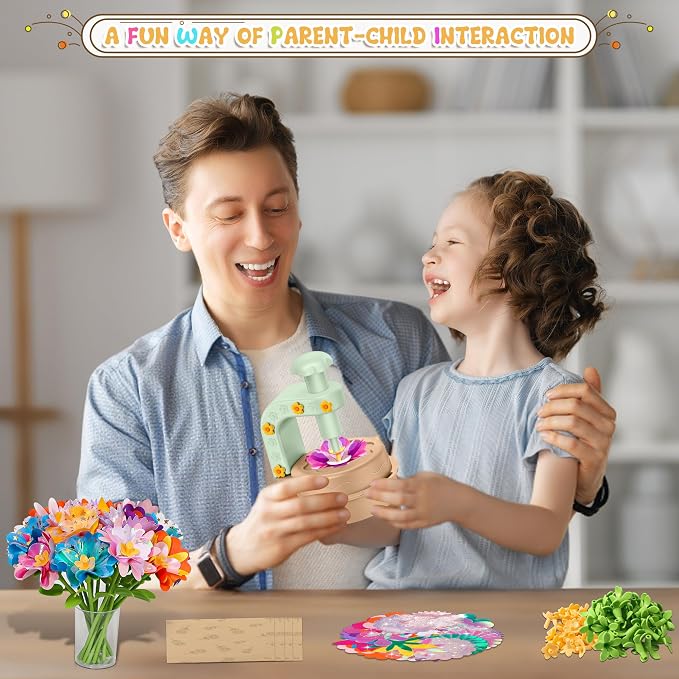 Fabric Flower Bouquets Toys,DIY Craft Kits for Kids,Arts and Crafts Toy for 3+ Year Old Girls,Flowers Market Toy,Build Your Flower Bouquet,Educational Preschool Learning Toys for Birthday,Christmas