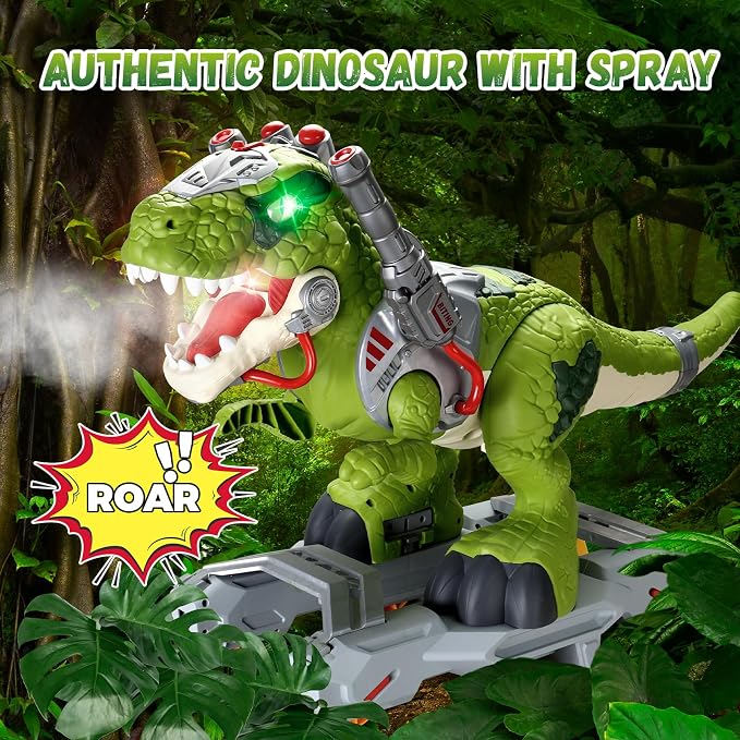 Dinosaur Ride On Toy Cars for Kids, Toddler Electric Ride On Toys with Music, Light & Smoke, Preschool Kids Scooter Foot-to-Floor Walker Indoor Outdoor,Birthday Xmas Gifts for Boys Age 3 4 5