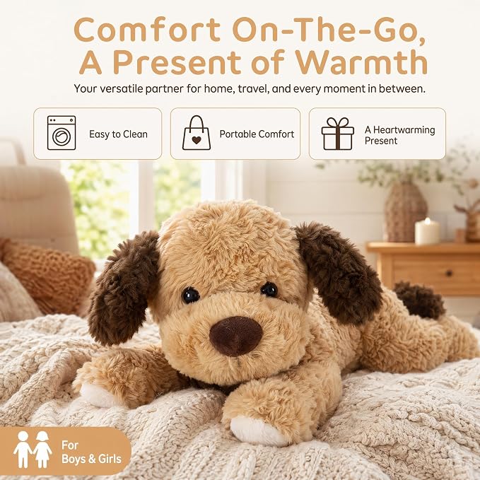 Dog Plush Dog Toy 18 Inch, 2.6 lbs – Brown Weighted Stuffed Animal Dog– Ultra-Soft Plush, Durable Design, Suitable for Kids & Adults – Cozy Comfort Companion