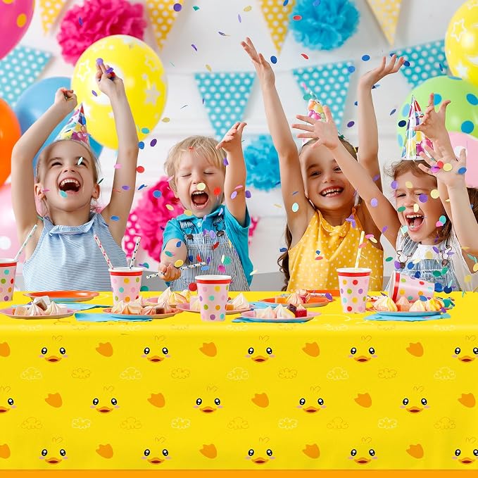 3pcs Yellow Duckie Table Cover, Waterproof & Easy to Clean, 70.8x42.5 inches, Duck-themed Tablecloth for Parties, Baby Showers, Gender Reveals