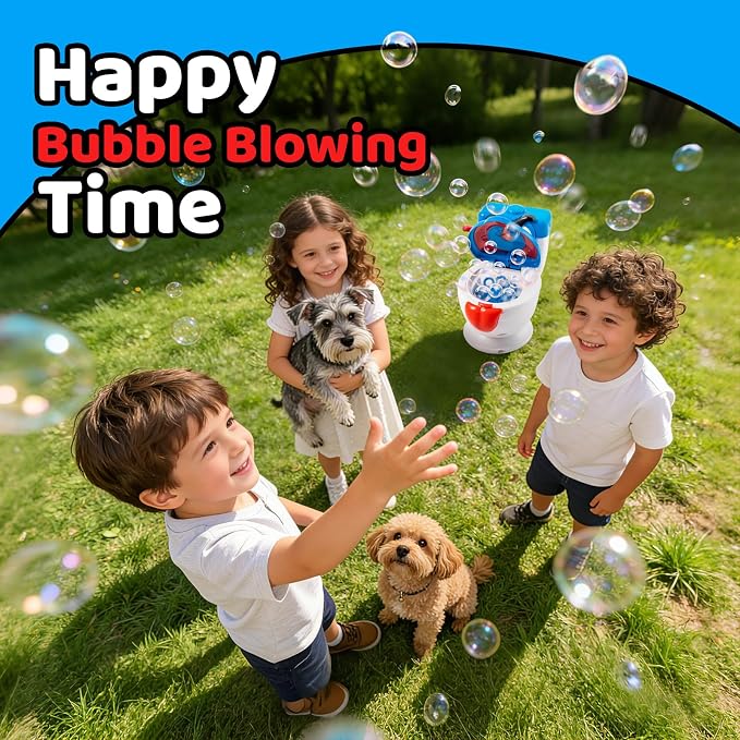 Funny Toilet Bubble Machine with Flushing and Gurgling Sounds, Automatic Bubble Blower, Bubble Maker for Kids Toddlers, Leak-Resistant Outdoor Toy with 2oz x 4 Bubble Solution for Birthday Gift Party