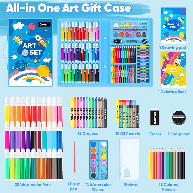 iBayam Coloring Set for Adult, Cute Preppy Stuff, 149-Pack Sketching Drawing Supplies Kits Painting Kits Art Set, Drawing Pad, Coloring Book, Crayons, Pastels, Pencils, Pens