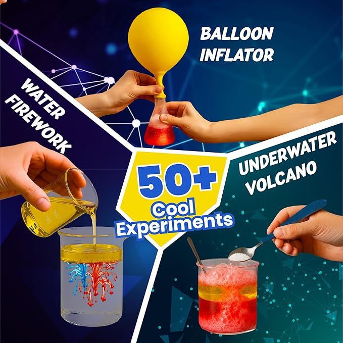 Junior Science Kit for Kids Ages 4-8, 50+ STEM Experiment Kit with Color Mixing, Fizzy Reactions & Surprise Activity, Educational DIY Science Toy, Learning Gift for Boys & Girls