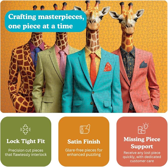 Cross & Glory - The Fab Four Giraffes - 1000 Piece Jigsaw Puzzle for Adults | Unique Artwork Jigsaw Puzzles | Fun | Challenging Brain Teaser